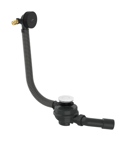 Axor Flexaplus Complete Set Waste And Overflow Set For Bathtub Matt Black