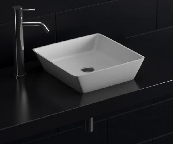 StoneKAST Quadratto Sit On Basin Matt White 380x380mm