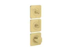 Axor Citterio C Thermostatic Module 380/120 For Concealed Installation With Escutcheons For 3 Functions - Cubic Cut Brushed Brass
