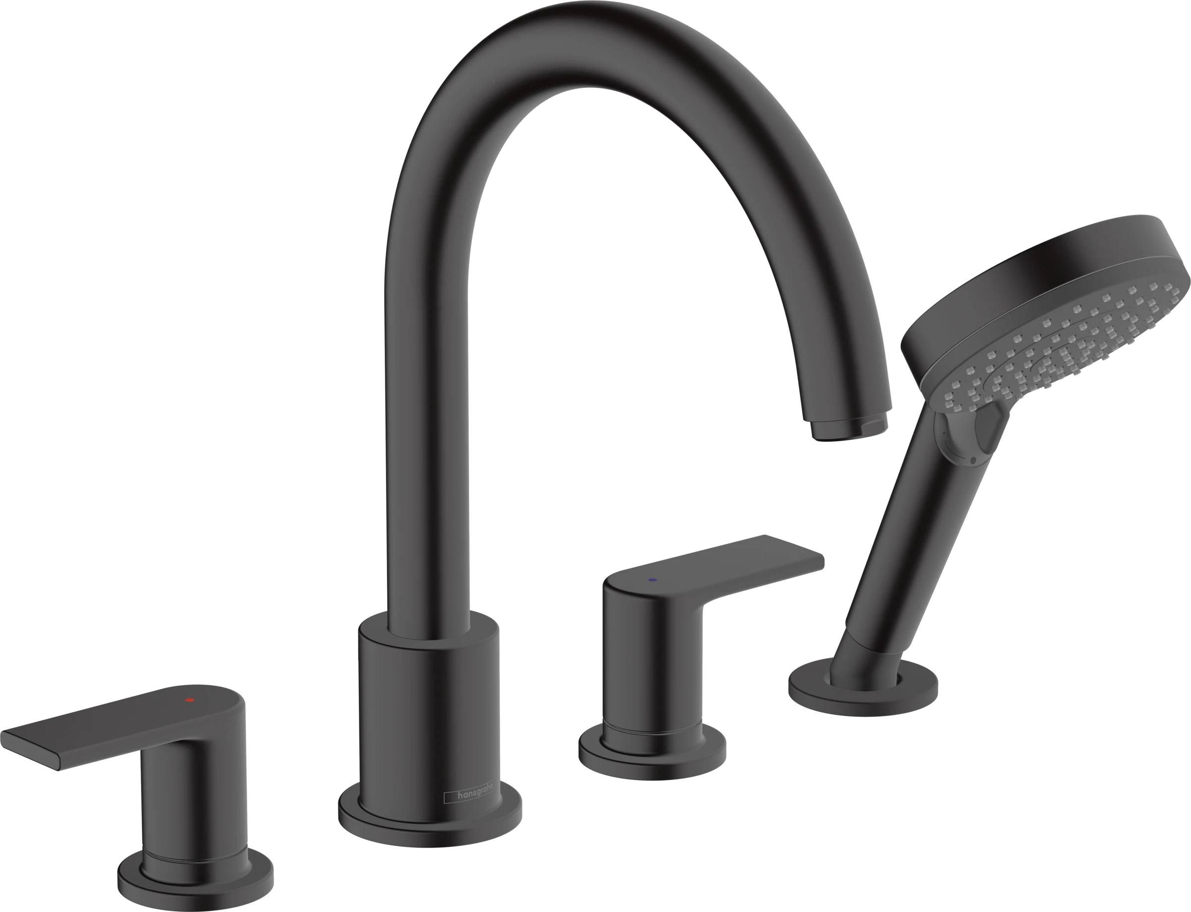 Hansgrohe Vernis Shape 4-hole Rim Mounted Bath Mixer Matt Black
