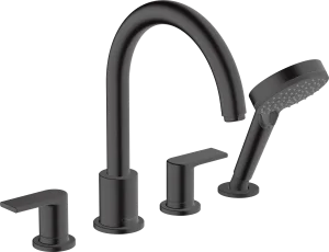 Hansgrohe Vernis Shape 4-hole Rim Mounted Bath Mixer Matt Black