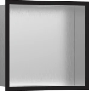 Hansgrohe Xtrastoris Individual Wall Niche Brushed Stainless Steel With Design Frame 300/300/100 Matt Black