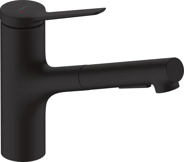 Hansgrohe Zesis M33 Single Lever Kitchen Mixer 150, Pull-out Spray, 2jet, Sbox Lite Matt Black