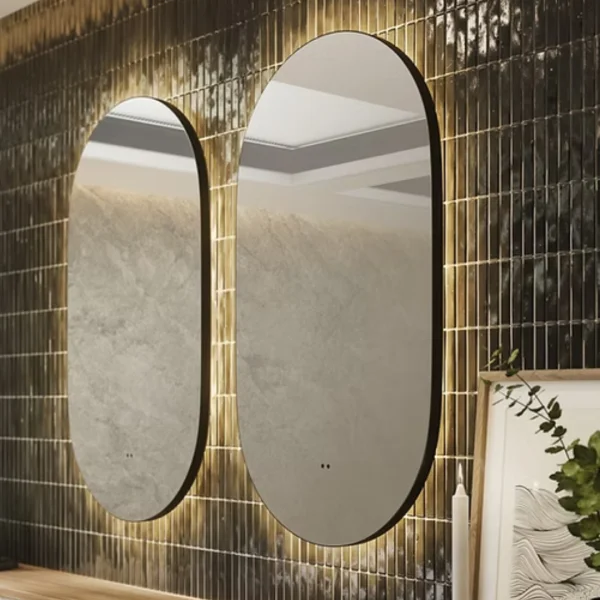 Hib Arcane Pill 50 Mirrors Black H90 X W50 X D4cm