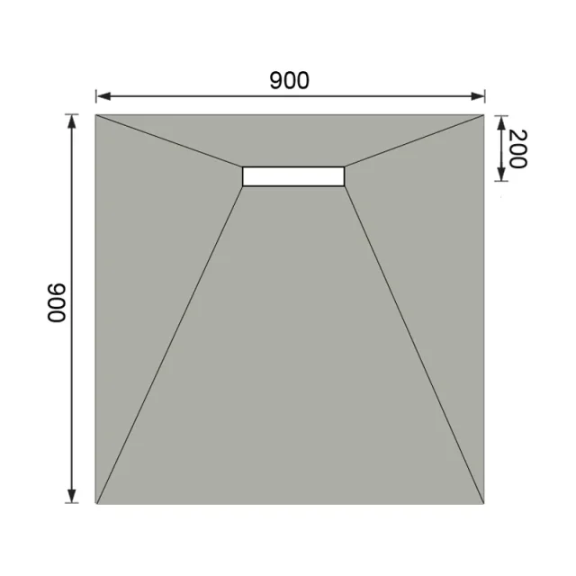 London Showers Em Lin 300 Level Access 30mm Tray 9x9 End technical drawing - Image 3