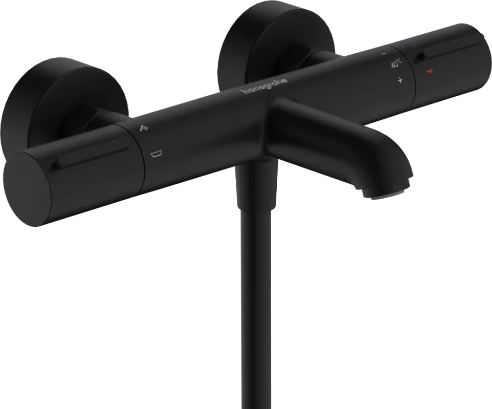 Hansgrohe Ecostat Element Thermostatic Bath Filler Mixer Exposed 366 X 226 X 103mm Black - Matt product image - Image 1