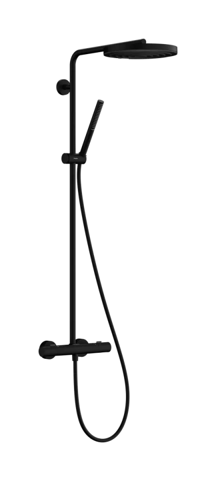 Hansgrohe Pulsify S Puro Showerpipes With Thermostatic Mixer 1099 X 356 X 112mm Black - Matt product image - Image 1