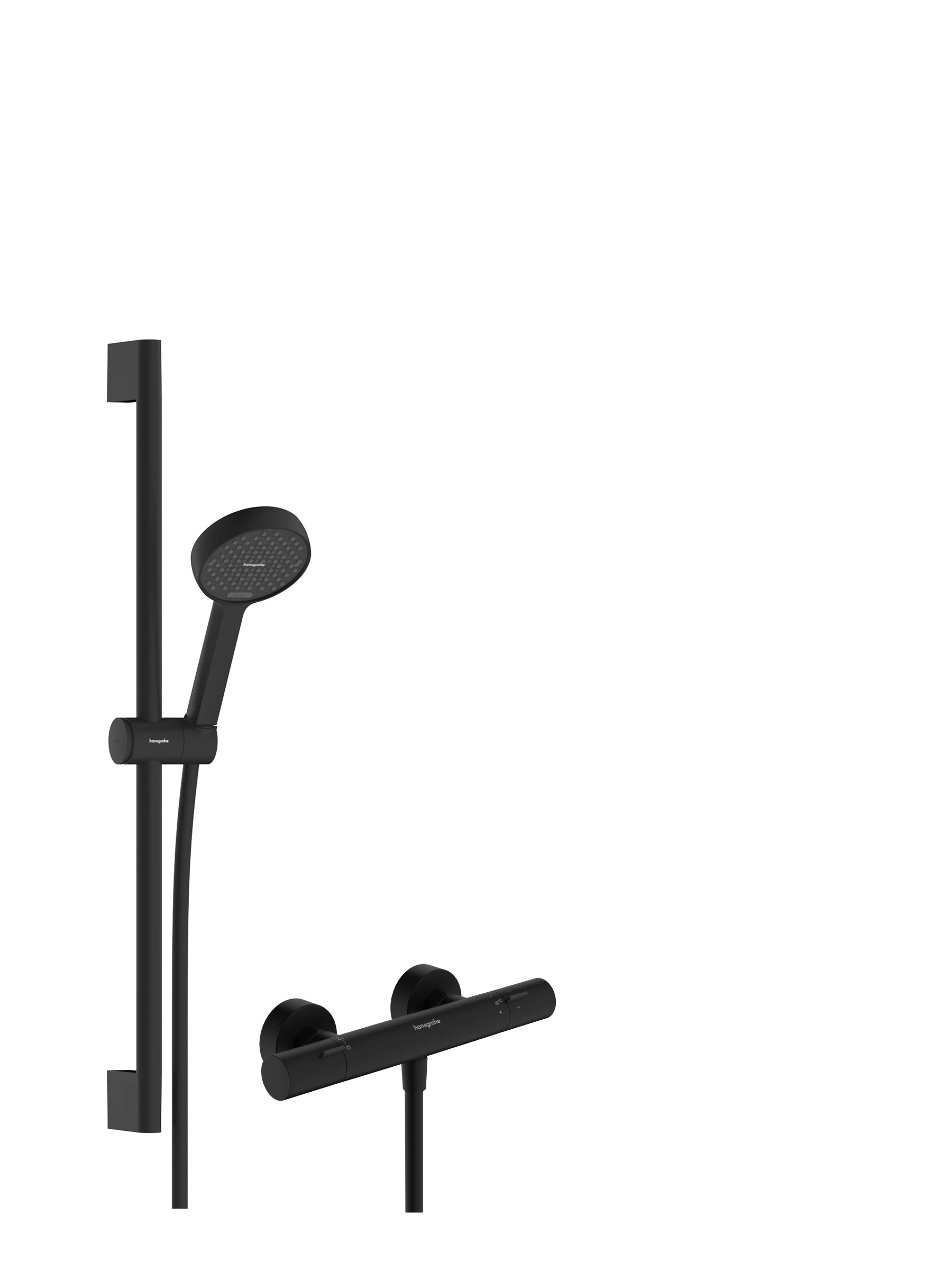 Hansgrohe Activera Select S Shower System For Exposed Installation 95 2jet Ecosmart With Ecostat Fine And Shower Bar 65 Cm Matt Black
