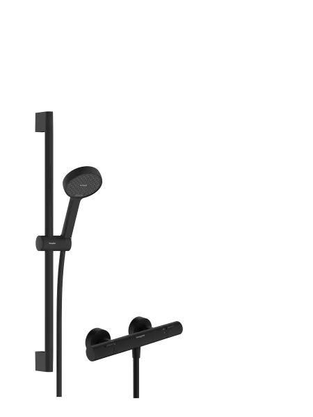 Hansgrohe Activera Select S Shower System For Exposed Installation 95 2jet Ecosmart With Ecostat Fine And Shower Bar 65 Cm Matt Black