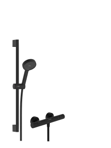 Hansgrohe Activera Select S Shower System For Exposed Installation 95 2jet Ecosmart With Ecostat Fine And Shower Bar 65 Cm Matt Black