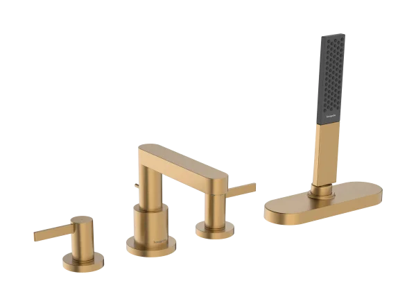 Hansgrohe Finoris 4-hole Rim Mounted Bath Mixer With Sbox Brushed Bronze
