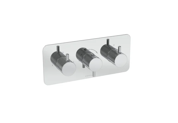 Saneux Cos 3 Way Thermostatic Shower Valve Kit - W/ Knurled Handle - Landscape - Chrome