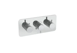 Saneux Cos 2 Way 3 Handle Thermostatic Shower Valve Kit - W/ Knurled Handle - Landscape - Chrome