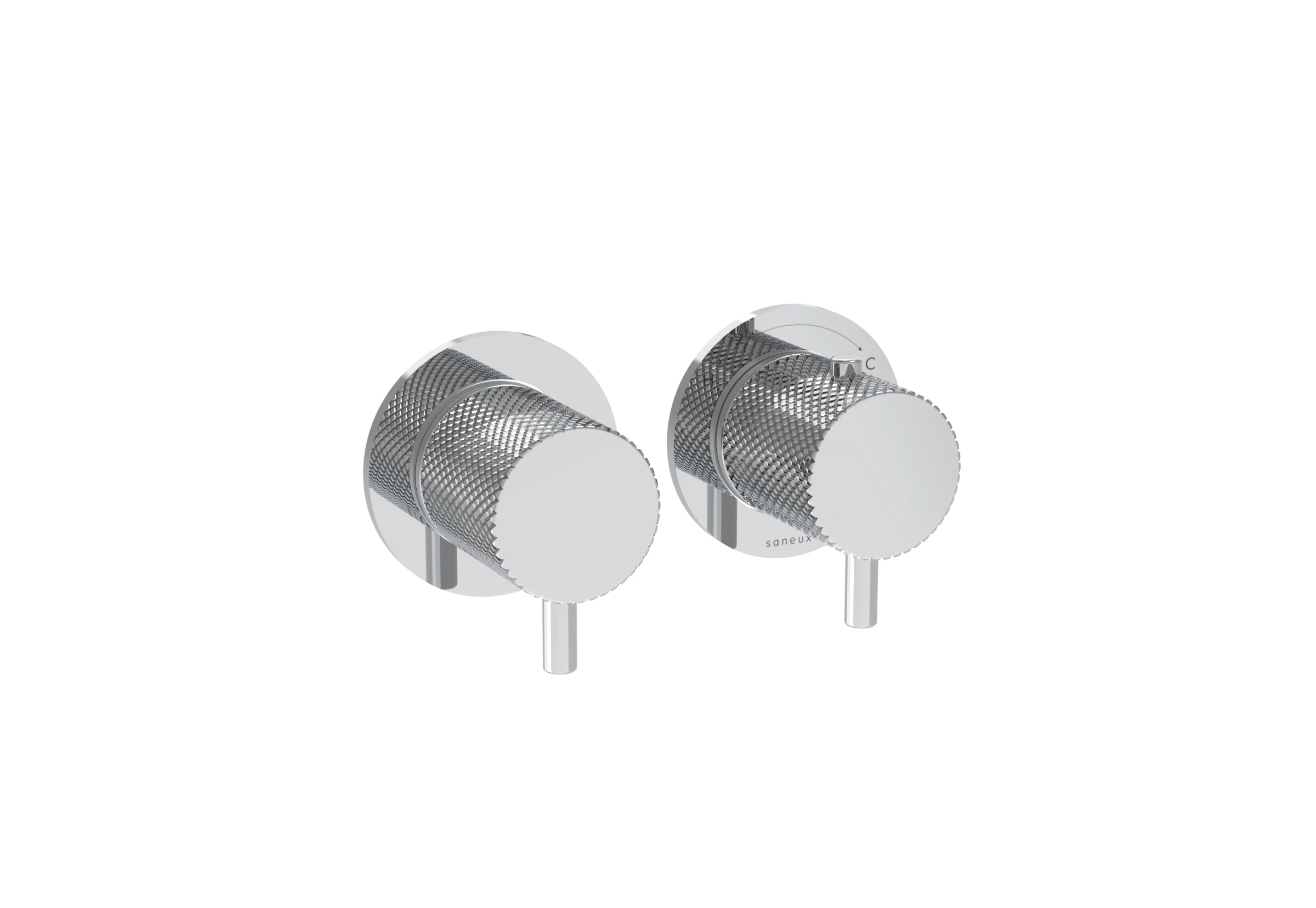 Saneux Cos 2 Way Thermostatic Shower Ring Valve Kit - W/ Knurled Handle - Portrait & Landscape - Chrome