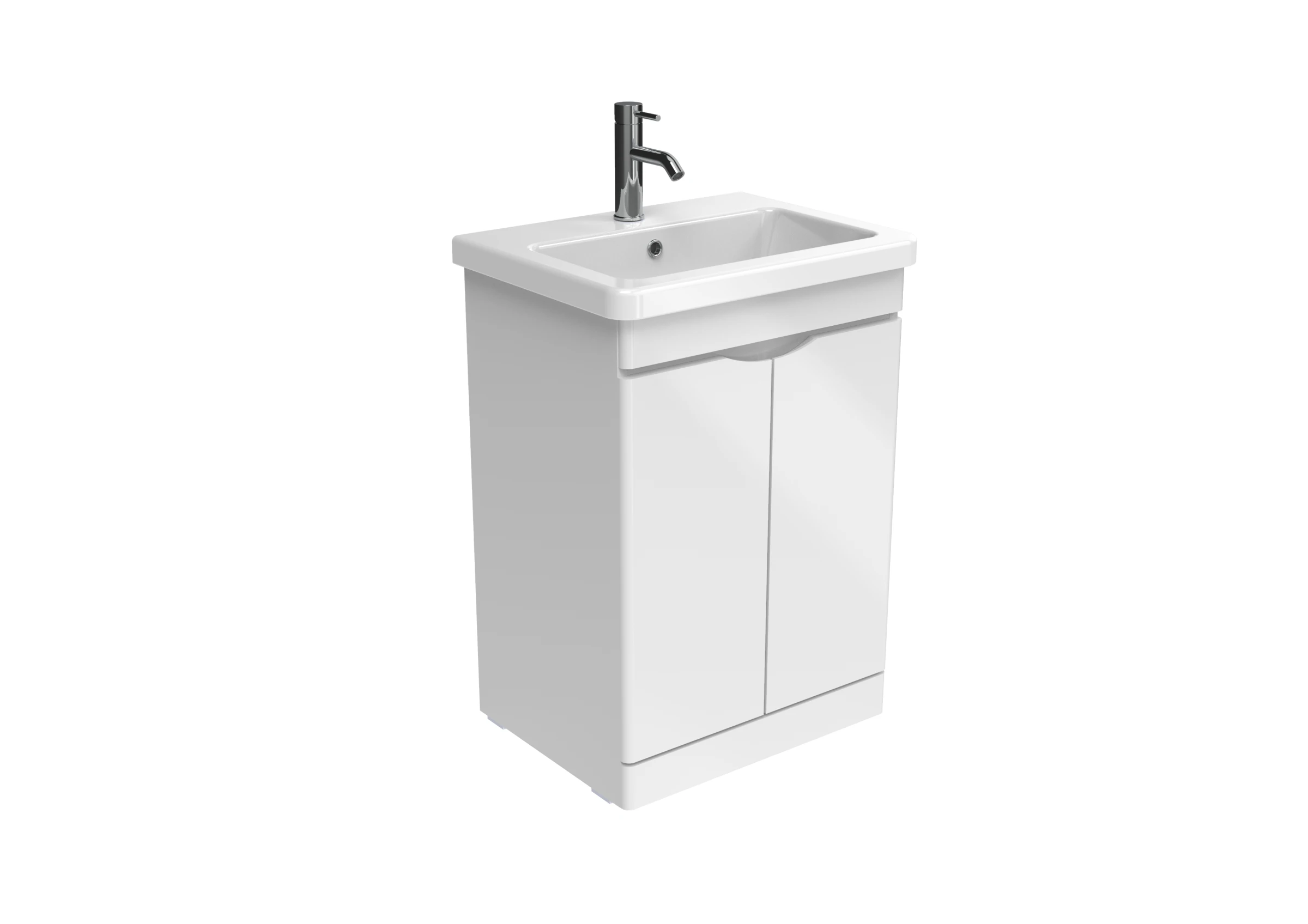 Saneux Indigo 60cm 2 Door Floor Standing Unit - Gloss White