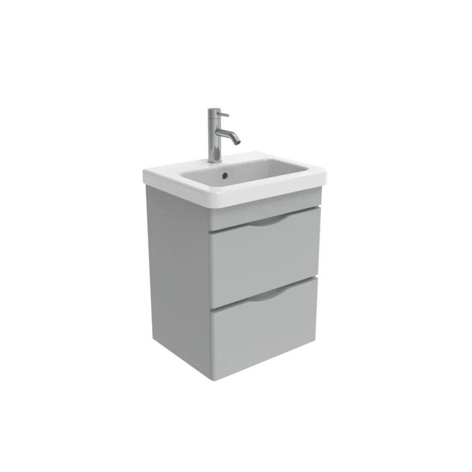 Saneux Indigo 50cm 2 Drawer Wall Mounted Unit - Dove Grey product image - Image 4