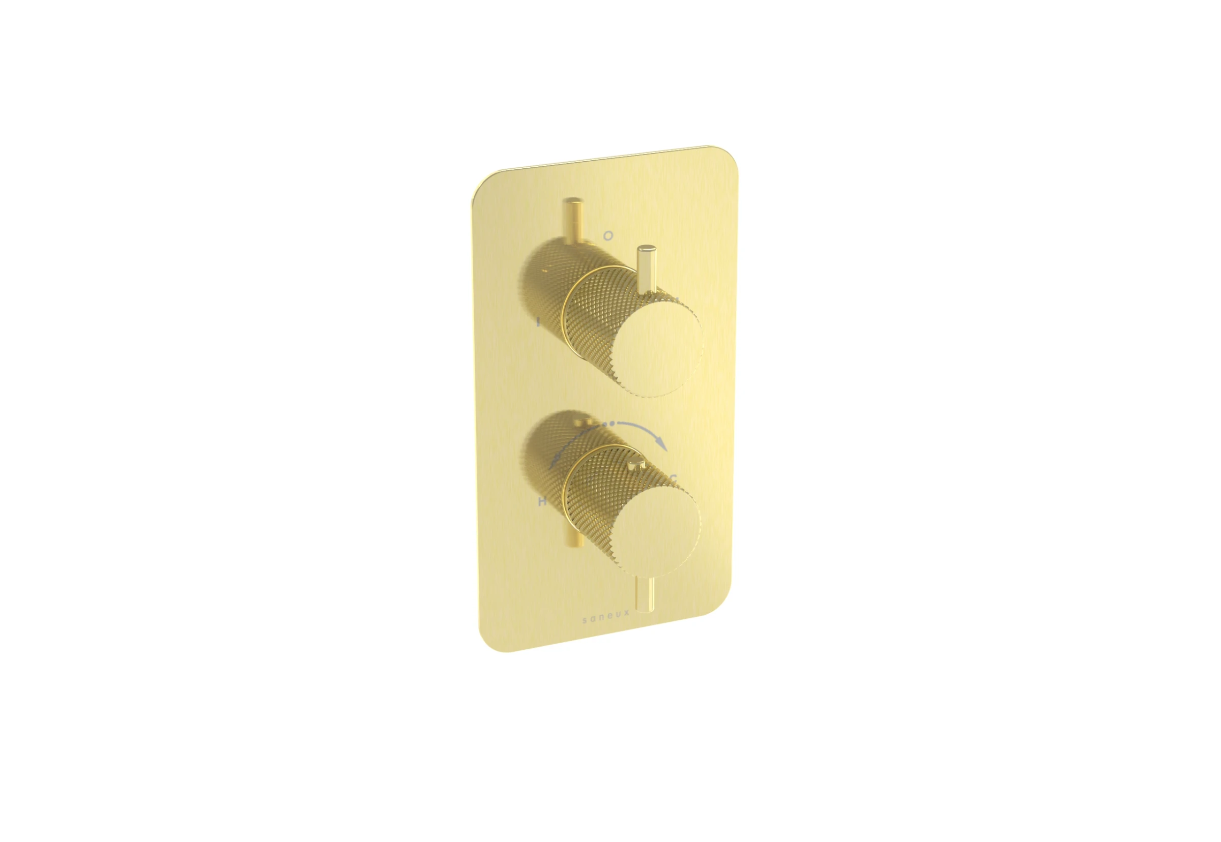 Saneux Cos 1 Way Thermostatic Shower Valve Kit - W/ Knurled Handle - Brushed Brass (pvd)