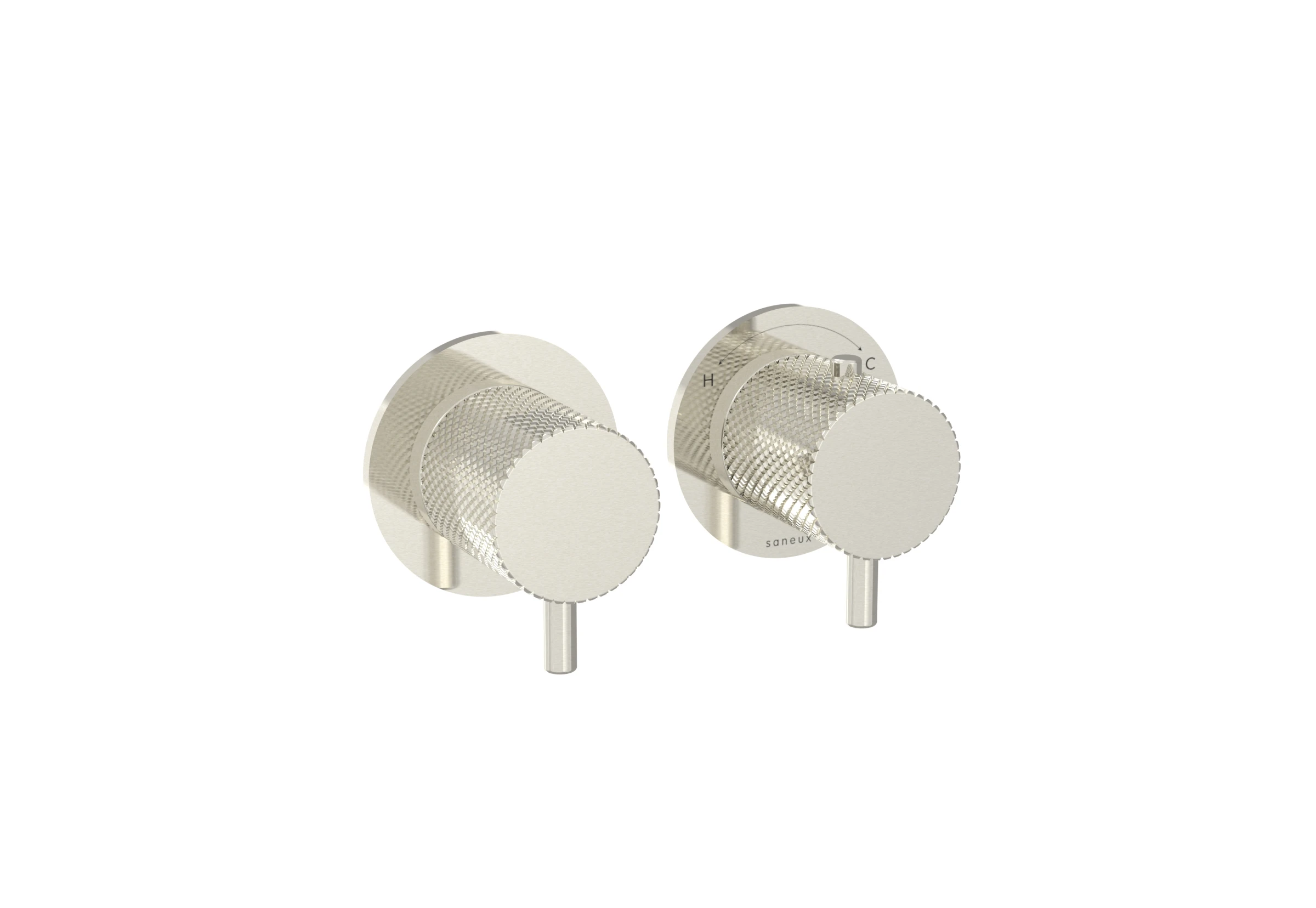 Saneux Cos 2 Way Thermostatic Shower Ring Valve Kit - W/ Knurled Handle - Portrait & Landscape - Brushed Nickel