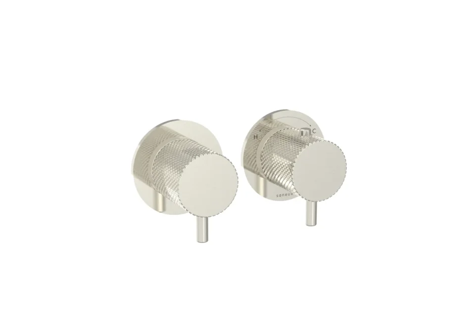 Saneux Cos 2 Way Thermostatic Shower Ring Valve Kit - W/ Knurled Handle - Portrait & Landscape - Brushed Nickel product image - Image 1