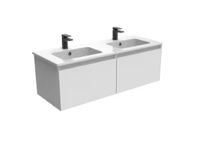 Saneux Uni 120cm 2 Drawer Wall Mounted Unit - Matte White