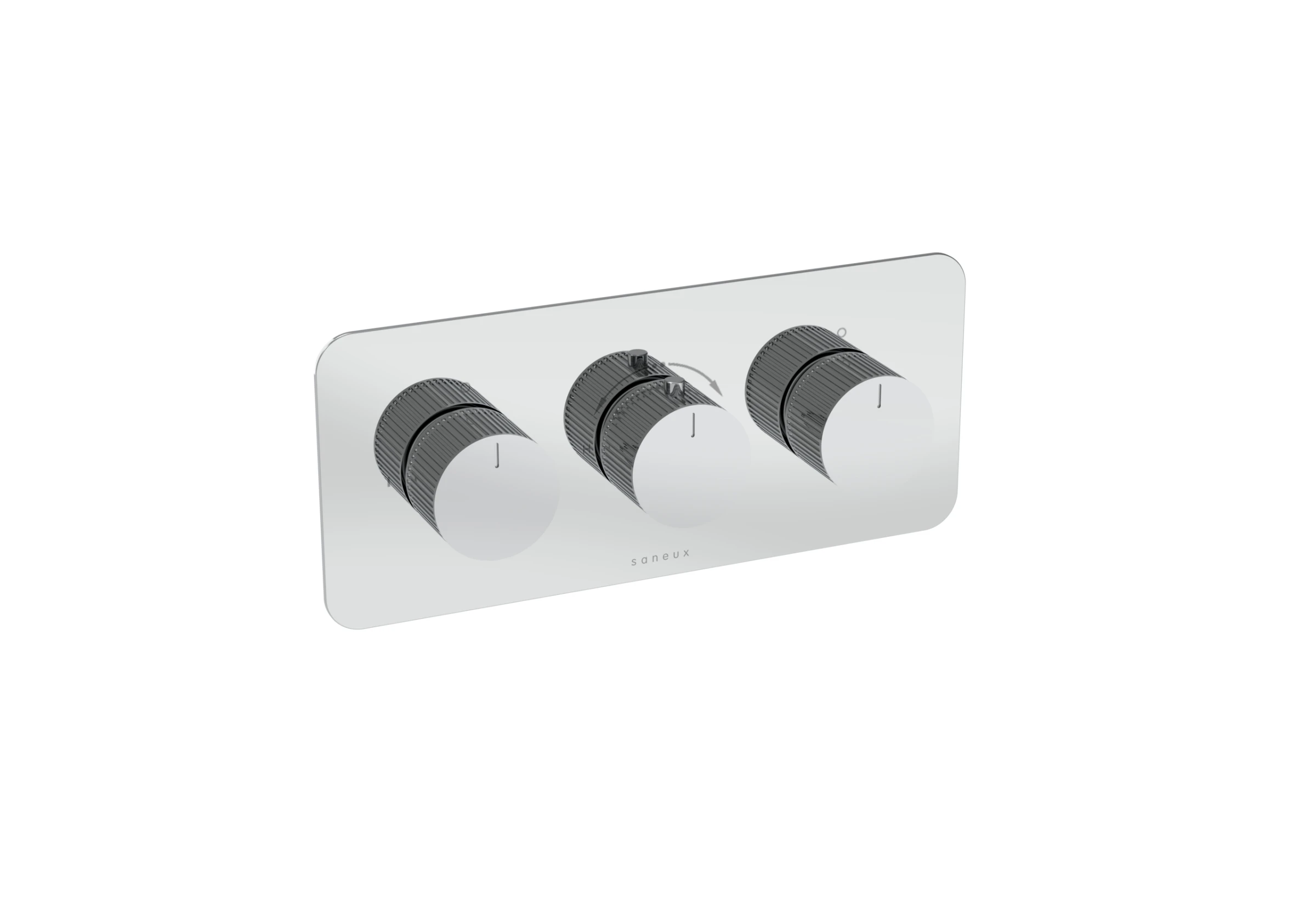 Saneux Cos 3 Way Thermostatic Shower Valve Kit - W/ Fluted Handle - Landscape - Chrome