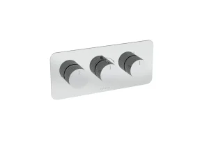 Saneux Cos 3 Way Thermostatic Shower Valve Kit - W/ Fluted Handle - Landscape - Chrome