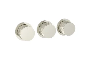 Saneux Cos 3 Way Thermostatic Shower Ring Valve Kit - W/ Fluted Handle - Portrait & Landscape - Brushed Nickel