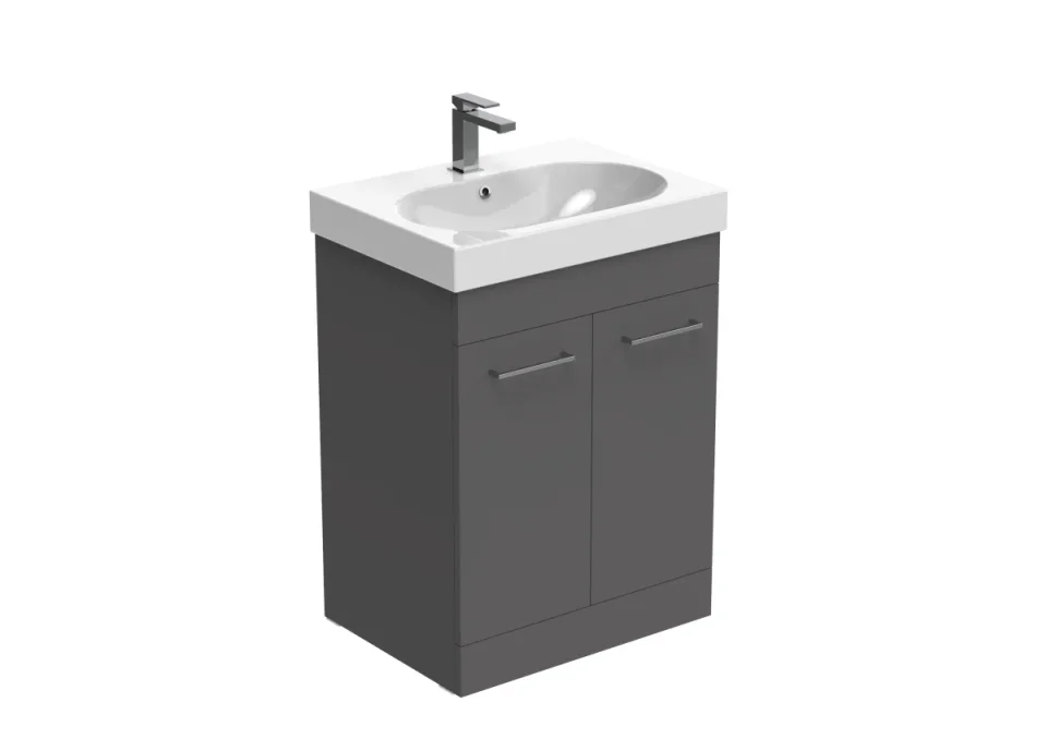Saneux Austen 60cm 2 Door Floor Standing Unit - Matte Iron Grey product image - Image 1