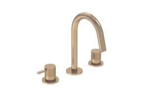 Saneux Cos 3 Tap Hole Deck Mounted Basin Mixer Kit - W/ Fluted Handle - Brushed Bronze (pvd)