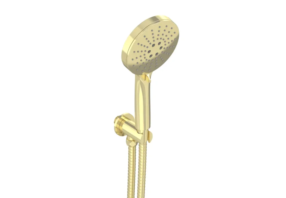 Saneux Cos 3 Function Handset - W/ Outlet Elbow & Holder & 150cm Hose - Brushed Brass product image - Image 1