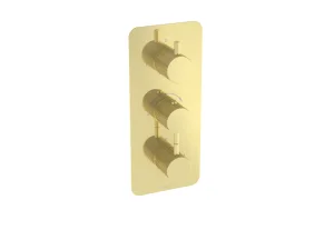 Saneux Cos 3 Way Thermostatic Shower Valve Kit - W/ Knurled Handle - Portrait - Brushed Brass (pvd)