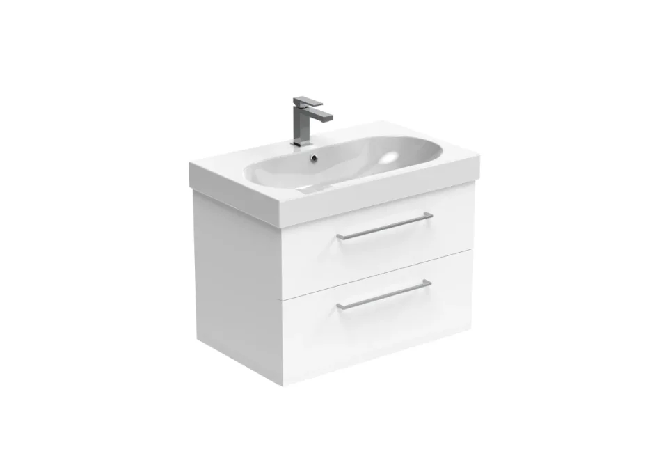 Saneux Austen 72cm 2 Drawer Wall Mounted Unit - Gloss White product image - Image 4
