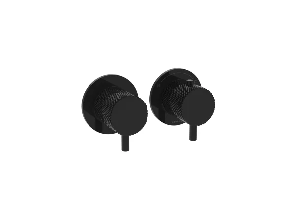 Saneux Cos 2 Way Thermostatic Shower Ring Valve Kit - W/ Knurled Handle - Portrait & Landscape - Satin Black
