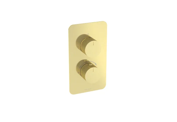 Saneux Cos 1 Way Thermostatic Shower Valve Kit - W/ Fluted Handle - Brushed Brass (pvd)