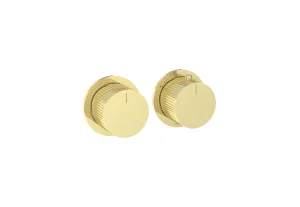 Saneux Cos 2 Way Thermostatic Shower Ring Valve Kit - W/ Fluted Handle - Portrait & Landscape - Brushed Brass