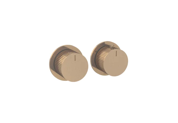 Saneux Cos 2 Way Thermostatic Shower Ring Valve Kit - W/ Fluted Handle - Portrait & Landscape - Brushed Bronze