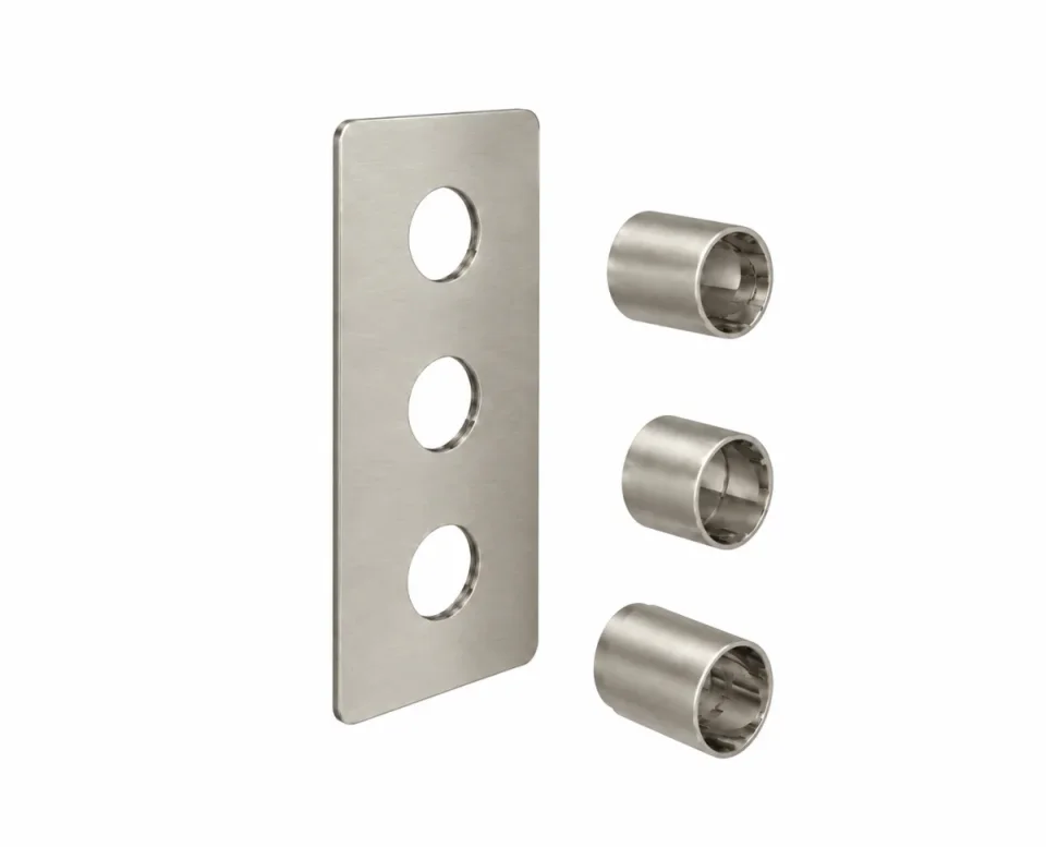 Saneux Cos 3 Way Shower Plate & Shrouds - Portrait - Brushed Nickel product image - Image 1