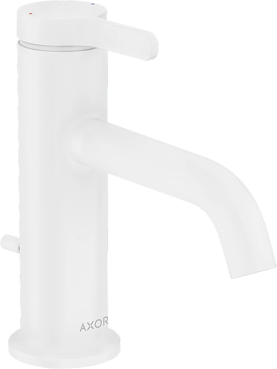 Axor One Single Lever Basin Mixer 70 With Lever Handle And Pop-up Waste Set Matt White