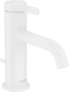 Axor One Single Lever Basin Mixer 70 With Lever Handle And Pop-up Waste Set Matt White