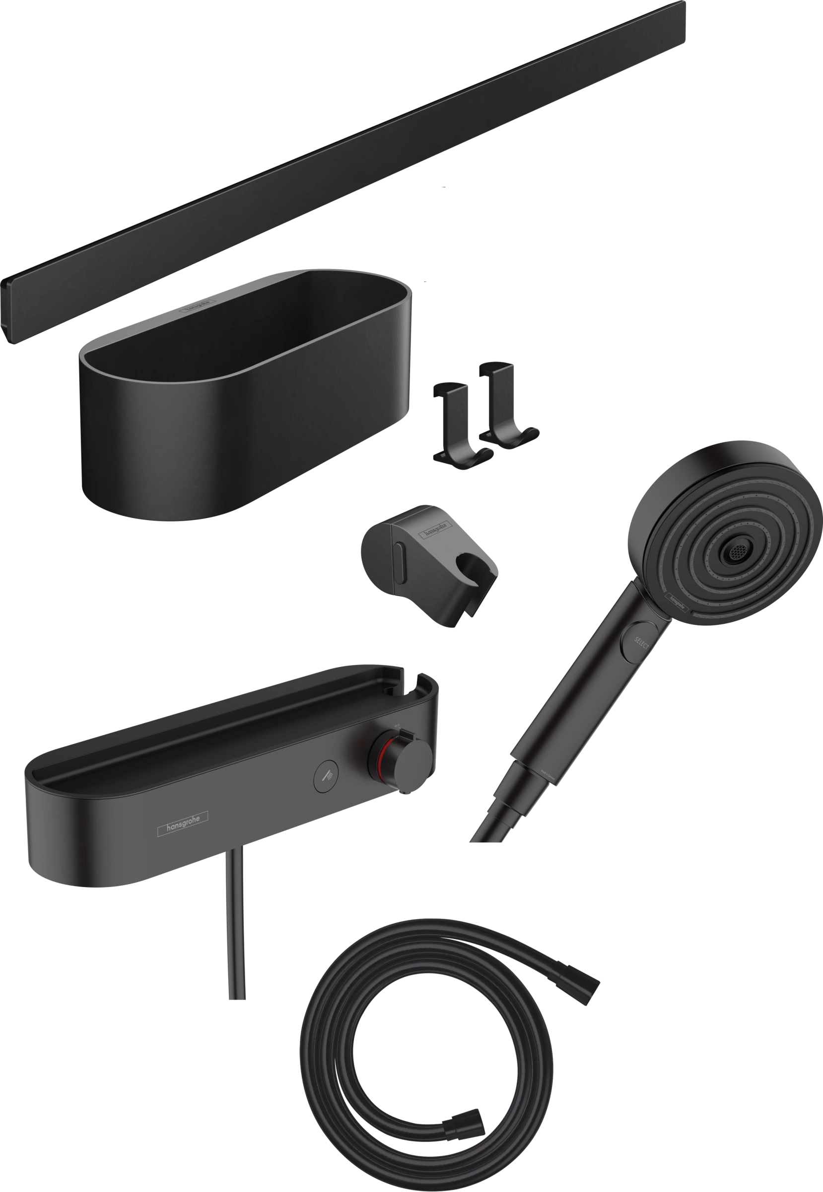 Hansgrohe Wallstoris Handheld Shower Bundles 850 X 475 X 185mm Black - Matt
