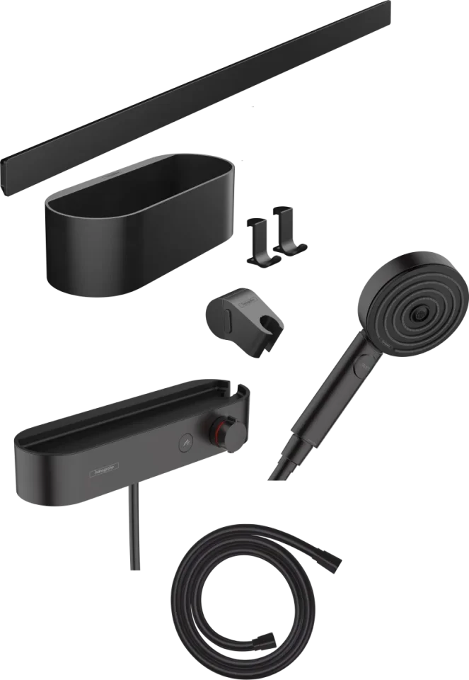 Hansgrohe Wallstoris Handheld Shower Bundles 850 X 475 X 185mm Black - Matt product image - Image 1