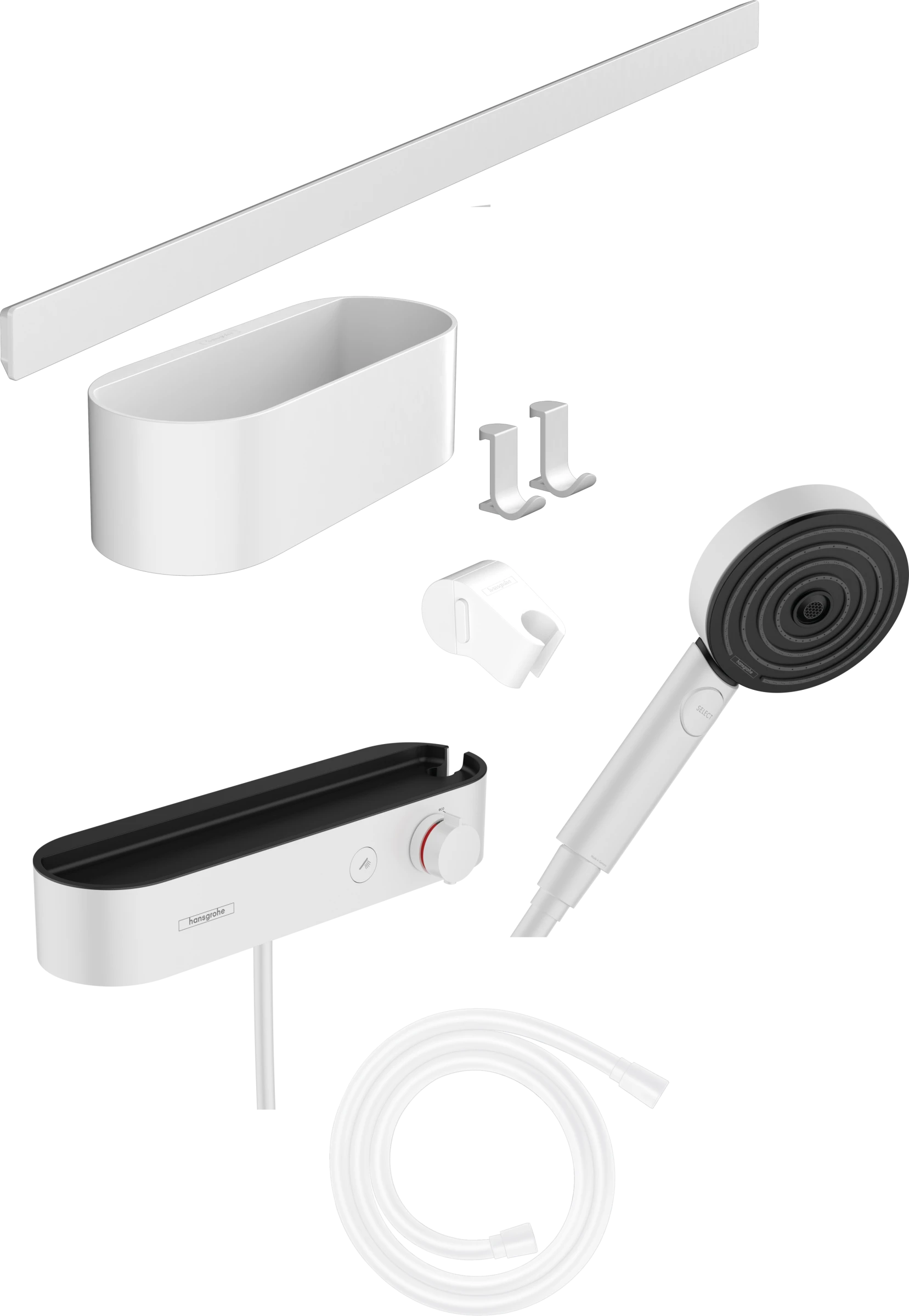 Hansgrohe Wallstoris Handheld Shower Bundles 850 X 470 X 190mm White - Matt