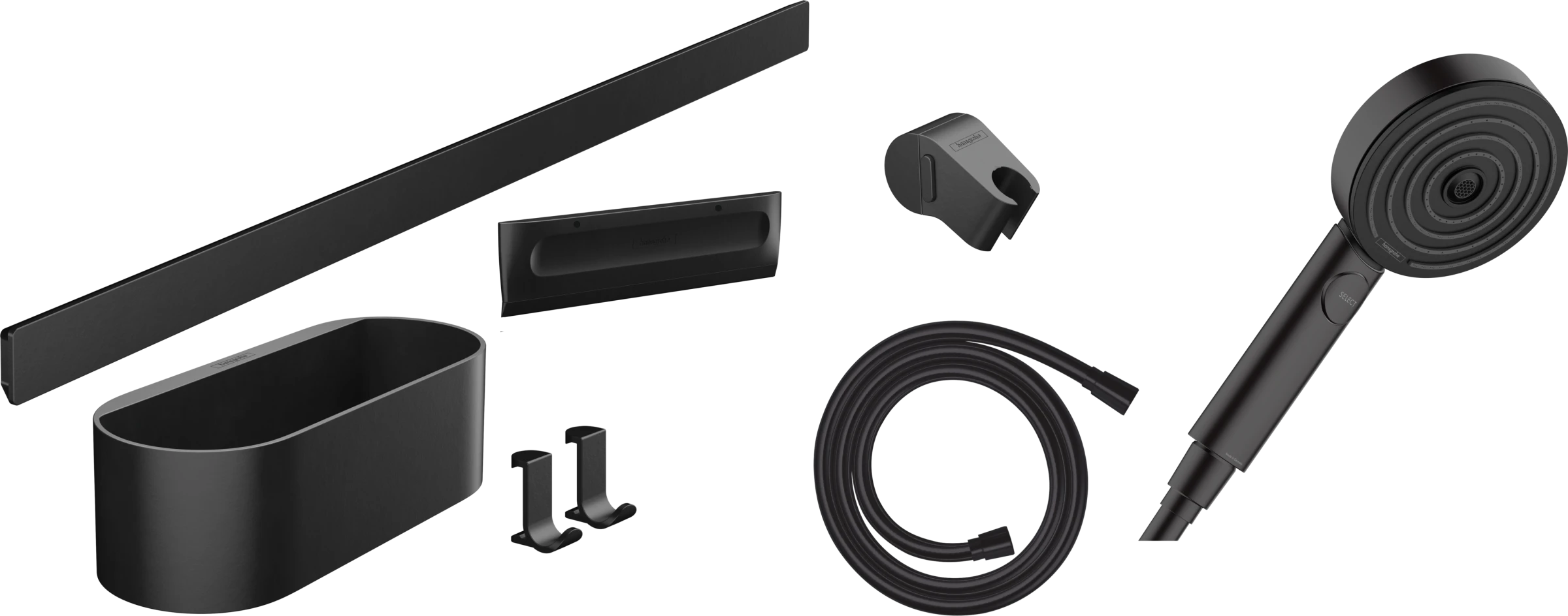 Hansgrohe Wallstoris Handheld Shower Bundles 1007 X 187 X 85mm Black - Matt