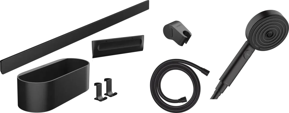 Hansgrohe Wallstoris Handheld Shower Bundles 1007 X 187 X 85mm Black - Matt product image - Image 1