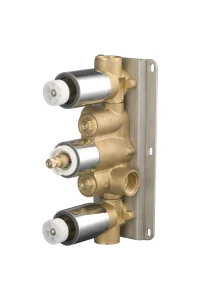 Saneux Thermostatic Valve Body With 2 Outlets & 3 Holes - Brass