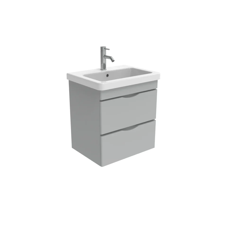 Saneux Indigo 60cm 2 Drawer Wall Mounted Unit - Dove Grey product image - Image 3