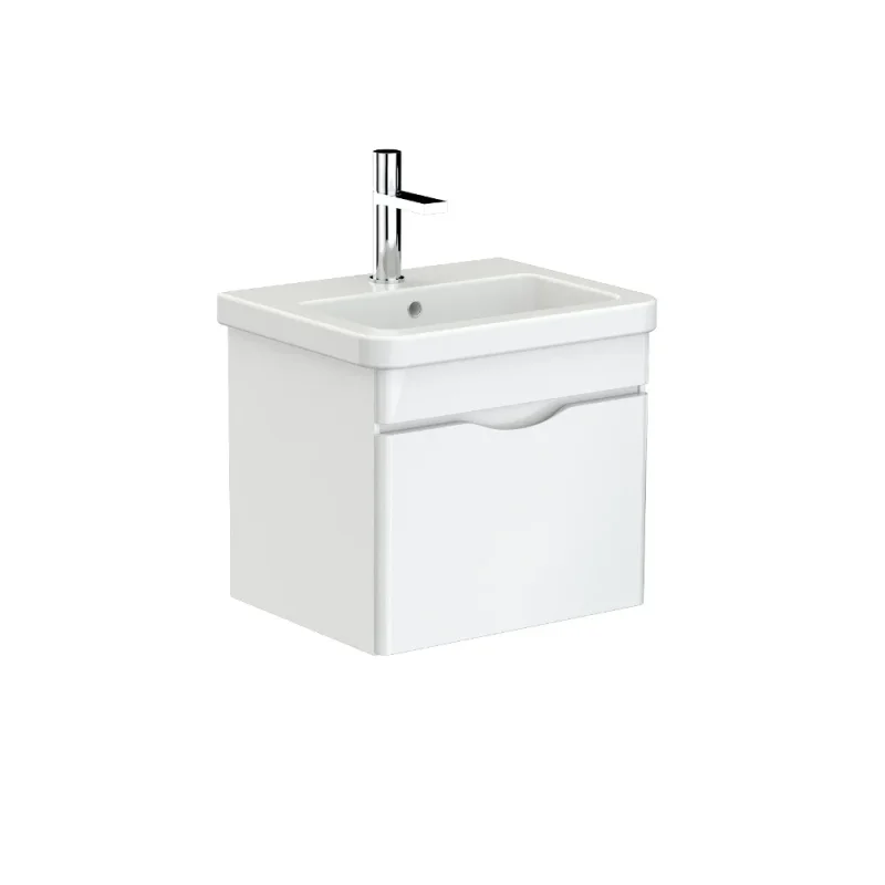 Saneux Indigo 50cm 1 Drawer Wall Mounted Unit - Gloss White detail view - Image 3