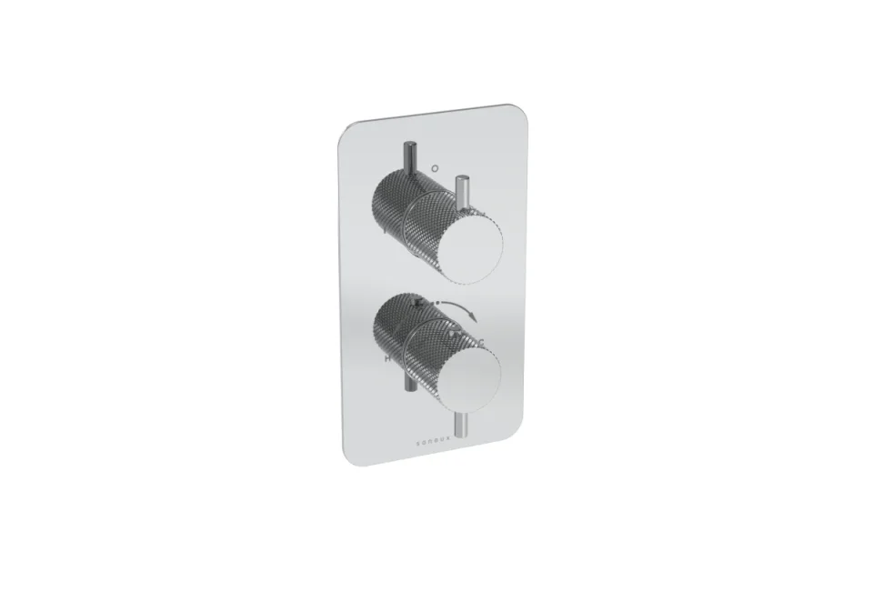 Saneux Cos 1 Way Thermostatic Shower Valve Kit - W/ Knurled Handle - Chrome product image - Image 1