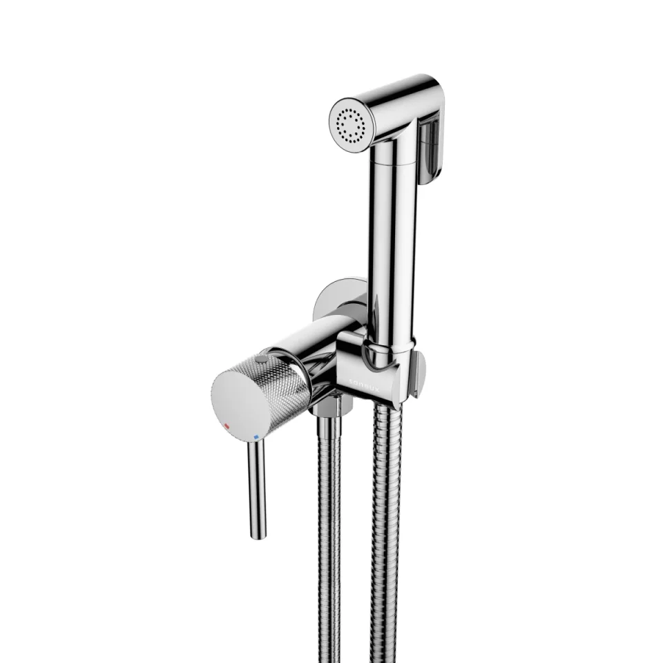 Saneux Cos Douche Kit With Knurled Handle - Chrome product image - Image 1