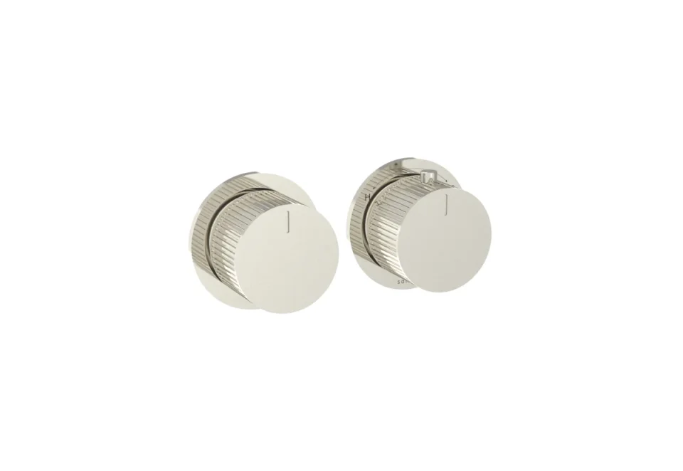 Saneux Cos 2 Way Thermostatic Shower Ring Valve Kit - W/ Fluted Handle - Portrait & Landscape - Brushed Nickel product image - Image 1